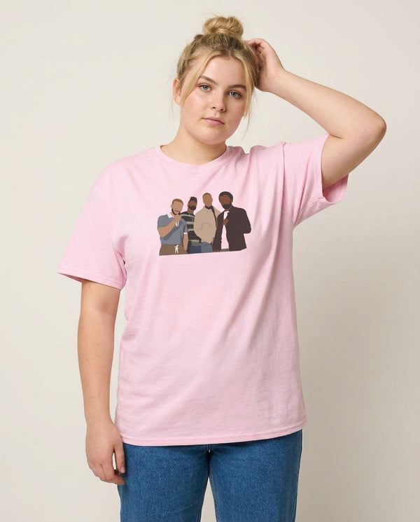 JLS Members Inspired T-Shirt — Pink Front, worn