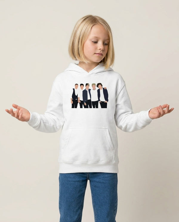 Old Members Kids Hoodie — White Front, worn