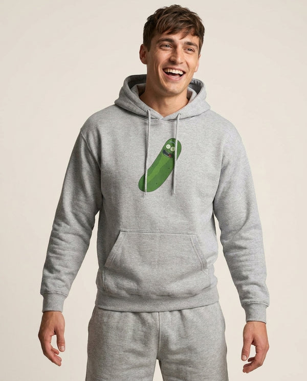 Pickle Rick - RAM Hoodie — Grey Front, worn