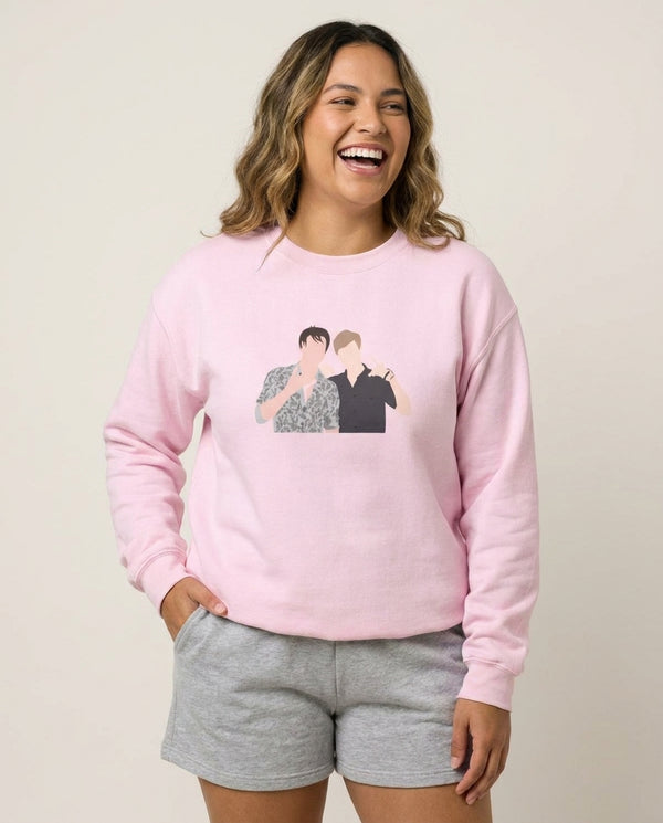Pose - S & C Sweatshirt — Pink Front, worn