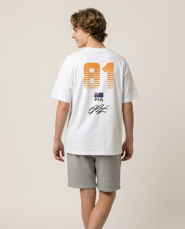 Piastri - F1 T-Shirt — White Back, worn