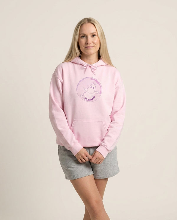 Moomin In A Pink Bubble  Hoodie — Pink Front, worn