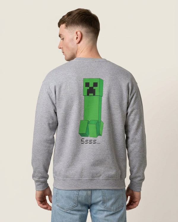Creeper Standing Sweatshirt — Grey Back, worn