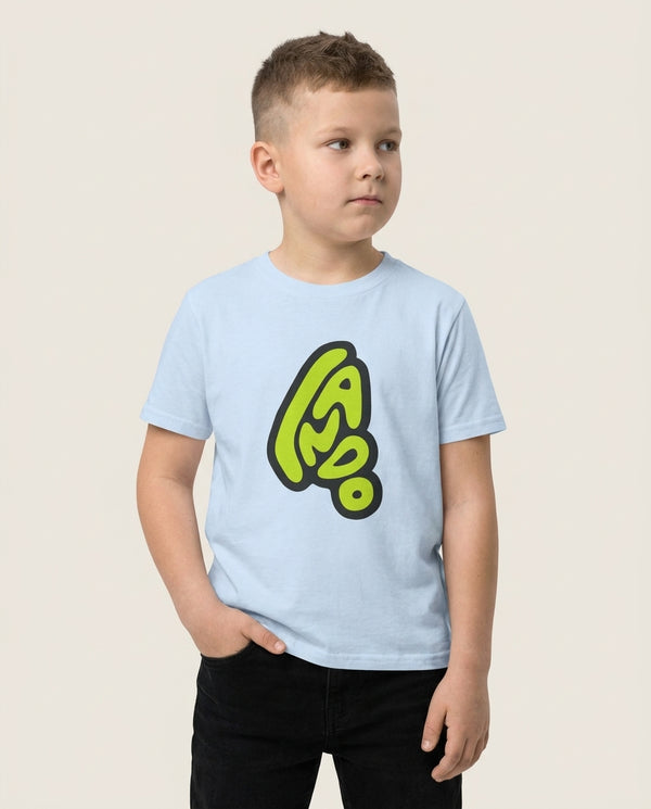 Bubble Lando Kids T-Shirt Blue Front, worn