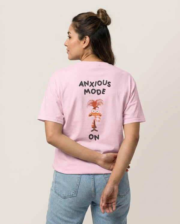Anxious Mode On - Inside Out T-Shirt — Pink Back, worn