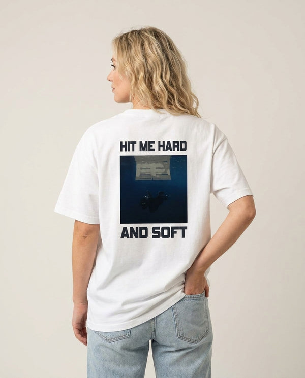 Billie Blue T-Shirt — White Back, worn