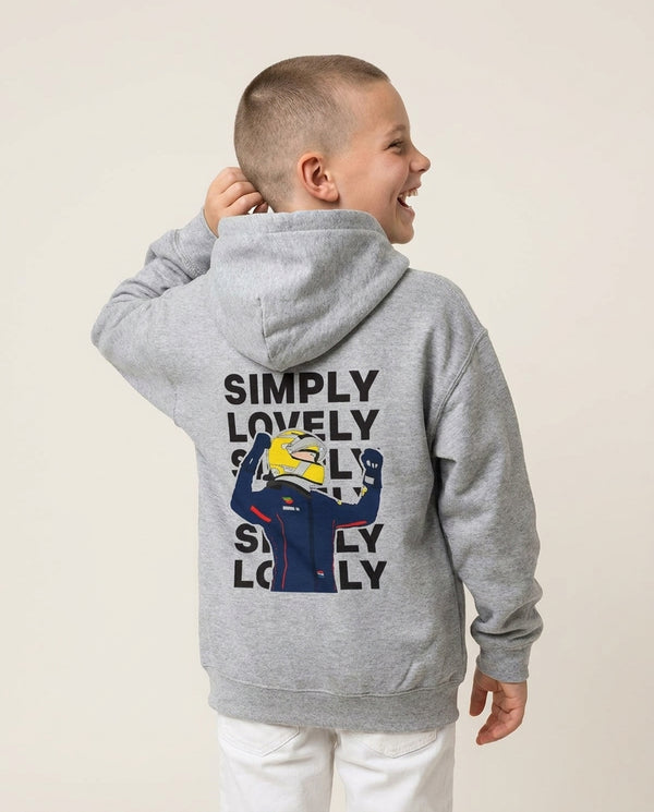 Max Simply Lovely Kids Hoodie — Grey Back, worn