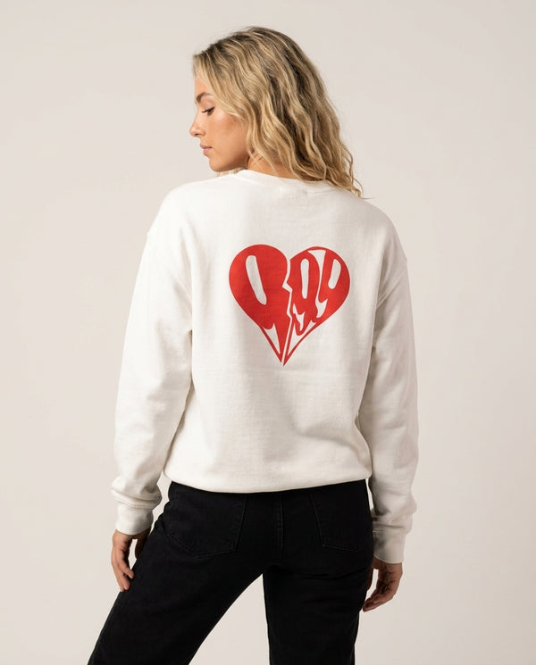 Heart - Juice Sweatshirt — White Back, worn