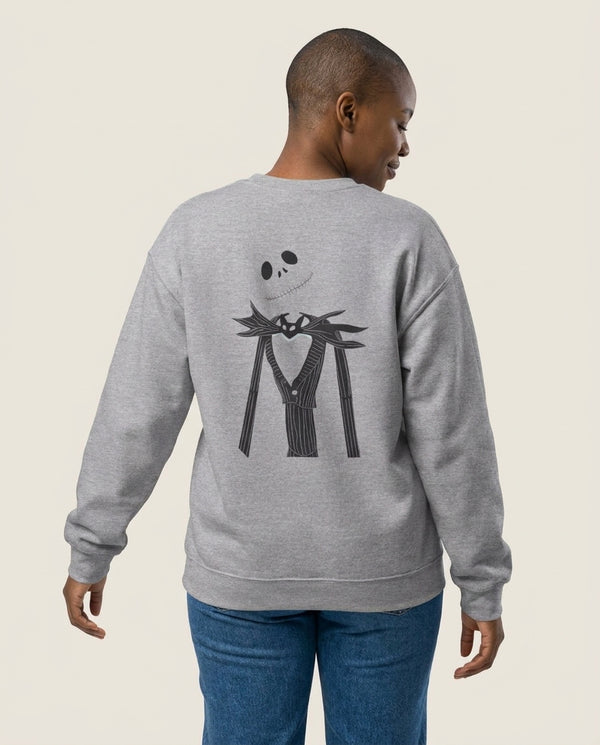 Jack Skellington Blue - TNBC Sweatshirt — Grey Back, worn