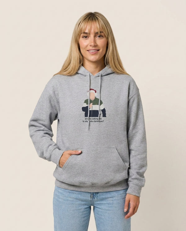 Are You Asking Me To Step Into Christmas - Gavin And Stacey Hoodie — Grey Front, worn