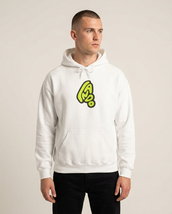 Bubble Lando Hoodie White Front, worn