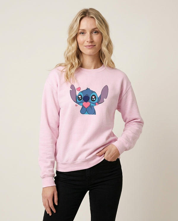 Cute Alien Blue Sweatshirt — Pink Front, worn