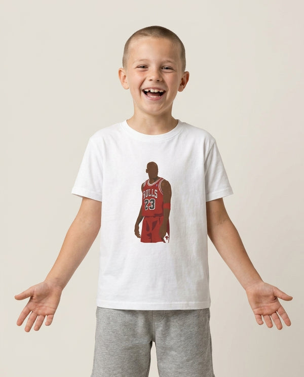 Jordan - Basketball Kids T-Shirt — White Front, worn