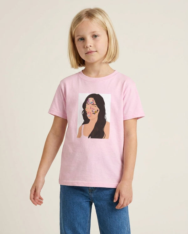 Sour - Olivia Kids T-Shirt — Pink Front, worn