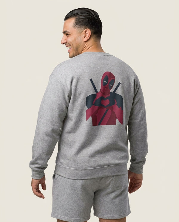DP heart Sweatshirt — Grey Back, worn