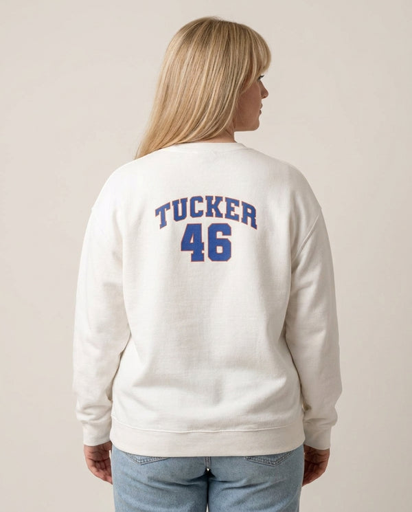 Tucker Sweatshirt — White Back, worn