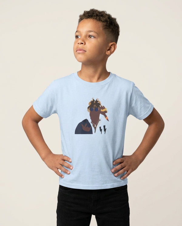 Swag - Juice Kids T-Shirt — Blue Front, worn