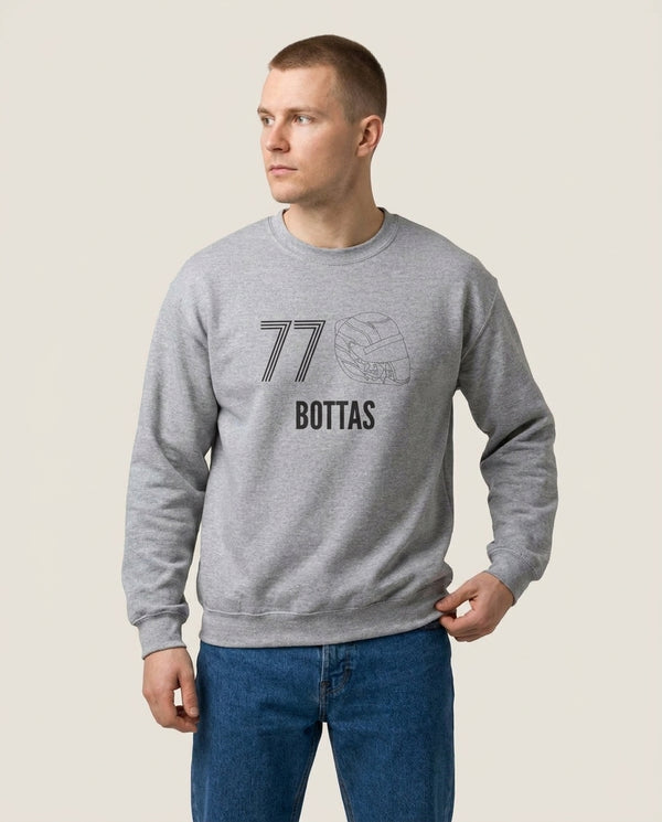 Bottas Helmet 2026 Sweatshirt — Grey Front, worn