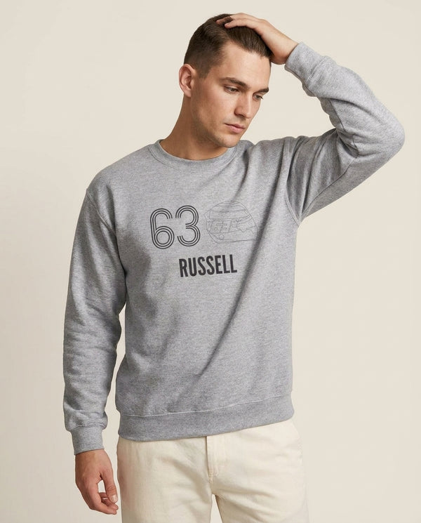 Russell Helmet 2026 Sweatshirt — Grey Front, worn