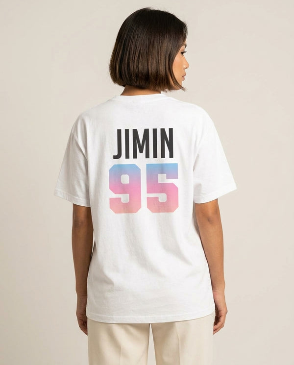 Jimin 95 T-Shirt — White Back, worn