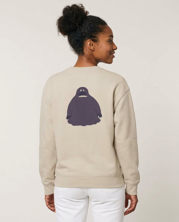 The Groke Sweatshirt — Sand Back, worn