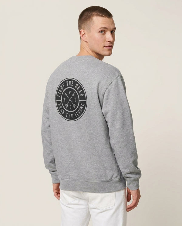 Fight The Dead, Fear The Living - TWD Sweatshirt — Grey Back, worn