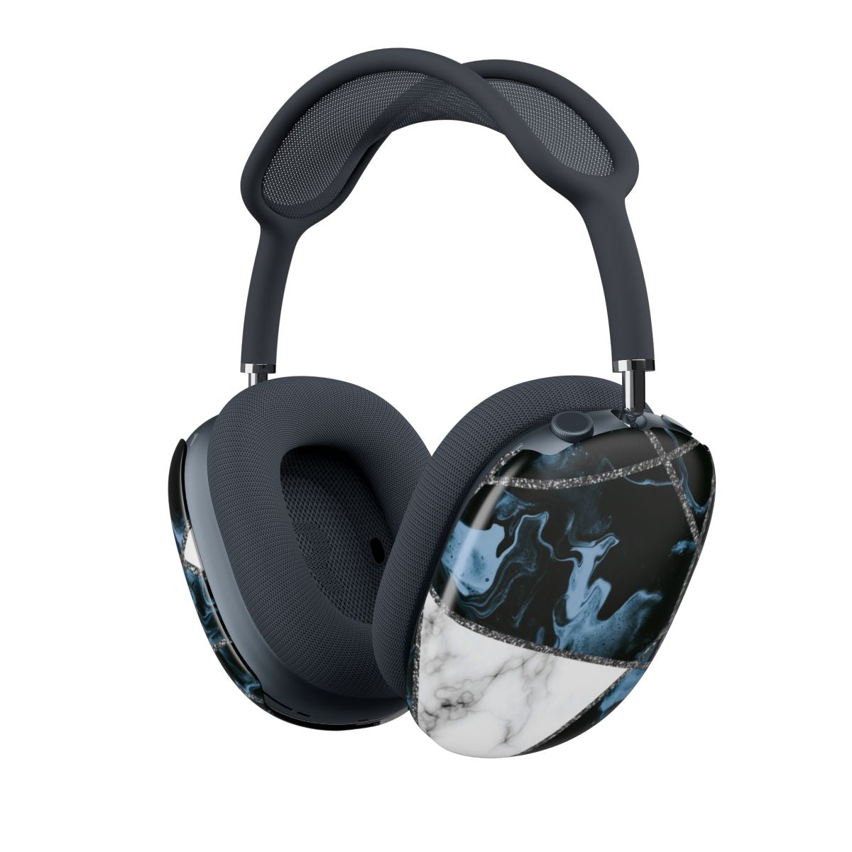 Dark Blue Marble And Silver Collage AirPods Max Case