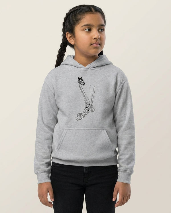 Scissorhands - Scissorhands Kids Hoodie — Grey Front, worn