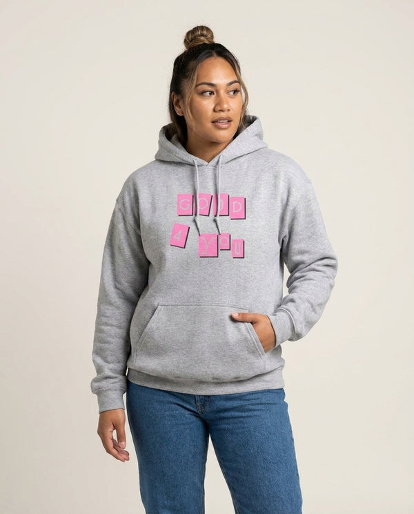 Well Good For You - Olivia Hoodie — Grey Front, worn