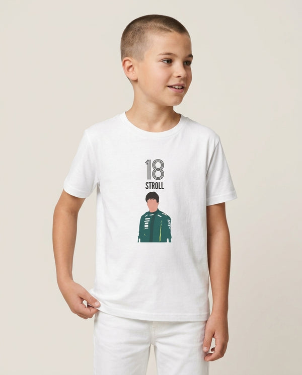 Stroll 2026 Kids T-Shirt — White Front, worn
