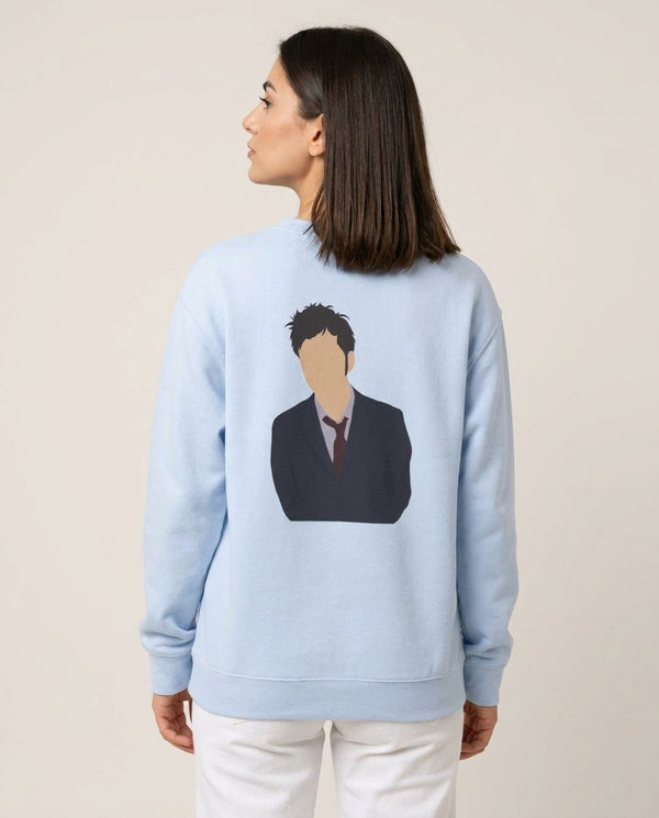 Tennant - The Doctor Sweatshirt — Blue Back, worn