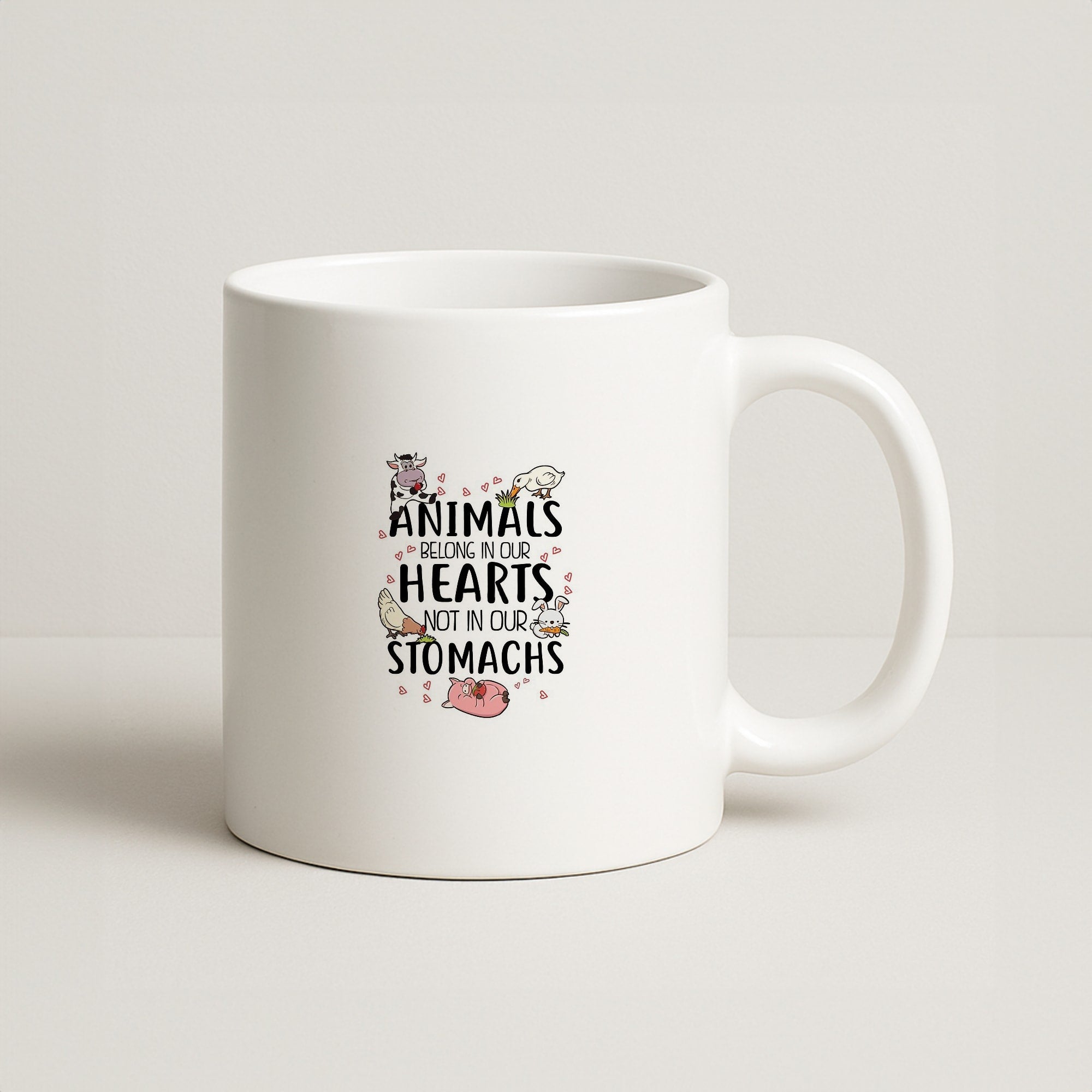 Animals Belong In Our Hearts - Vegan Coffee Mug