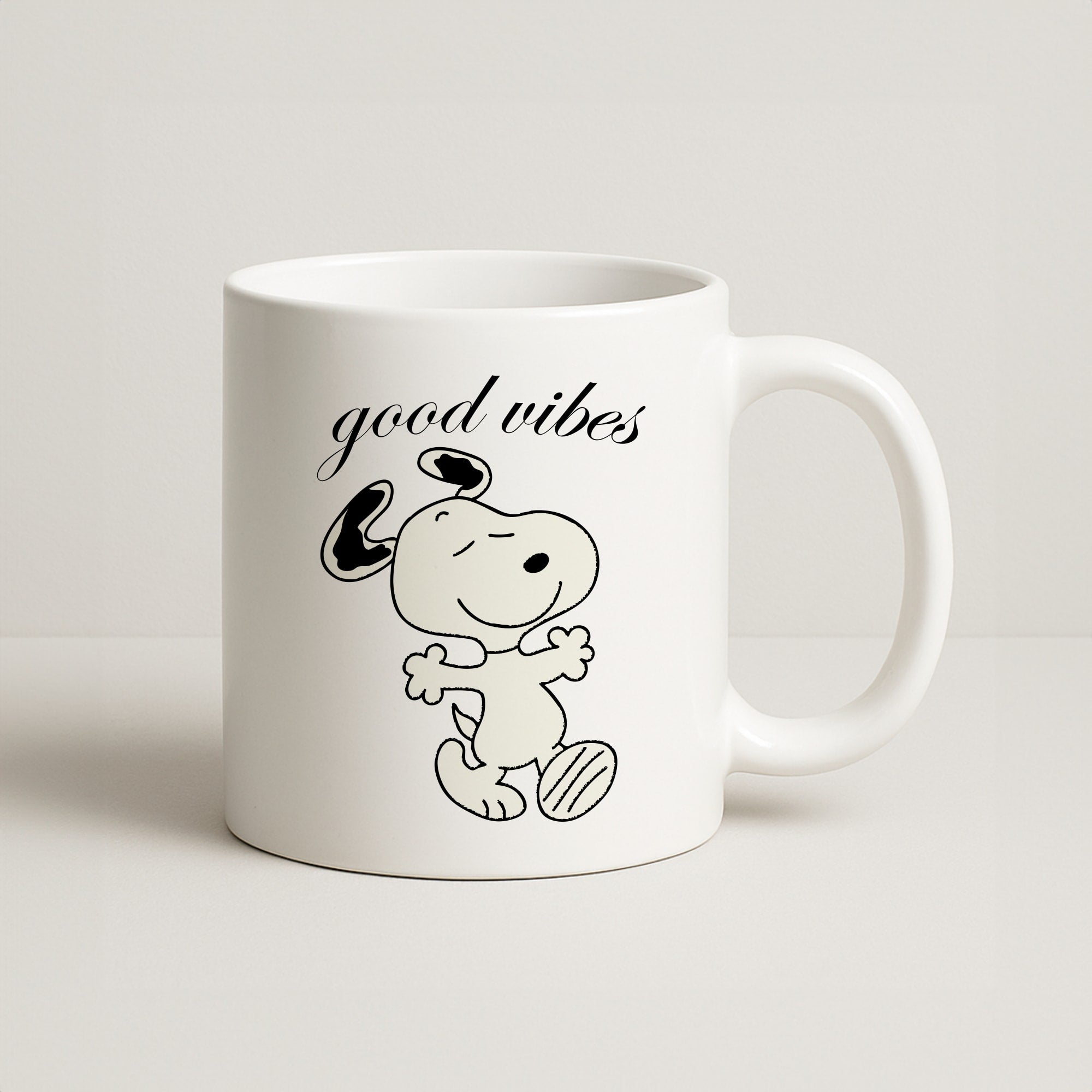 Good Vibes Cartoon Beagle Coffee Mug