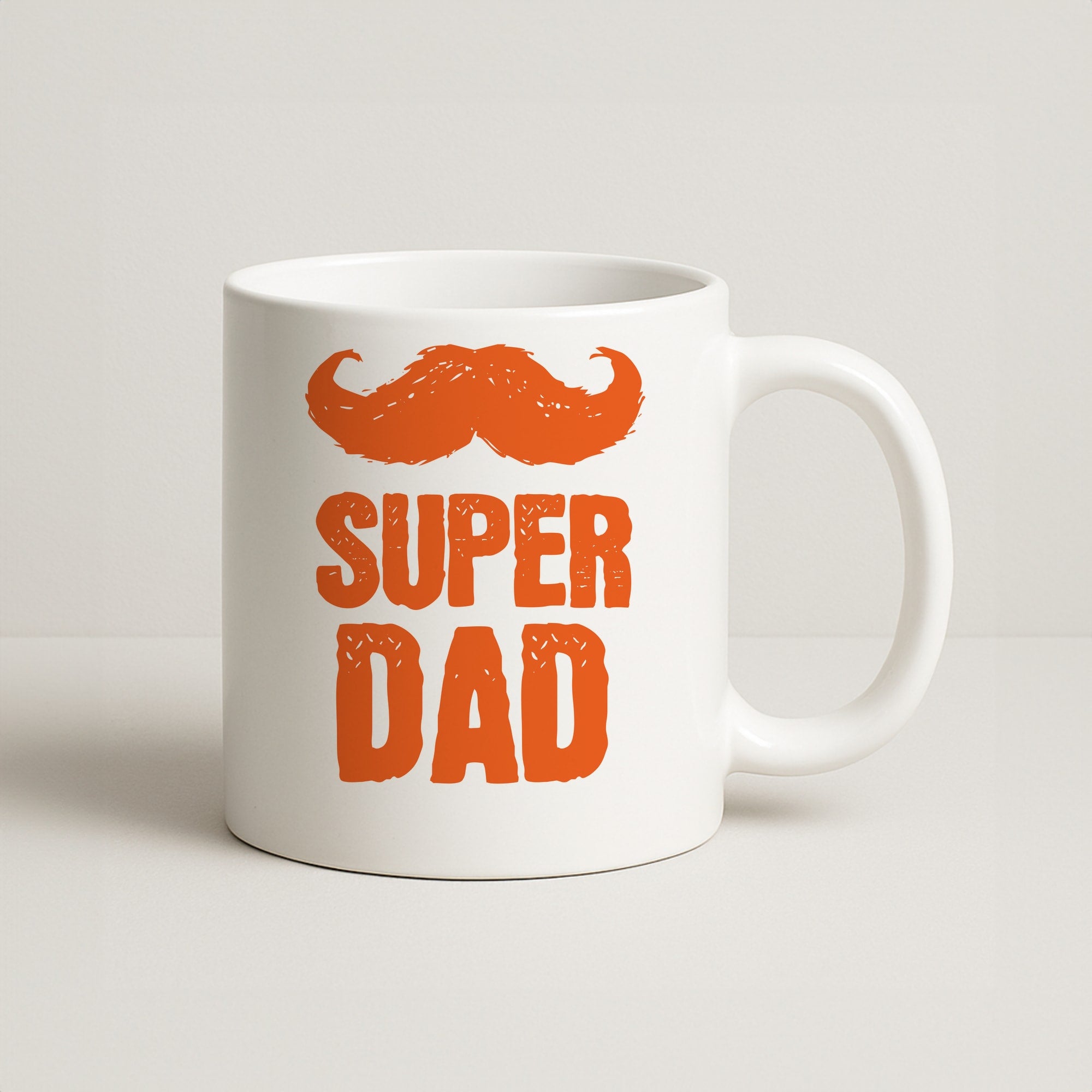 Moustache Super Dad Orange Coffee Mug
