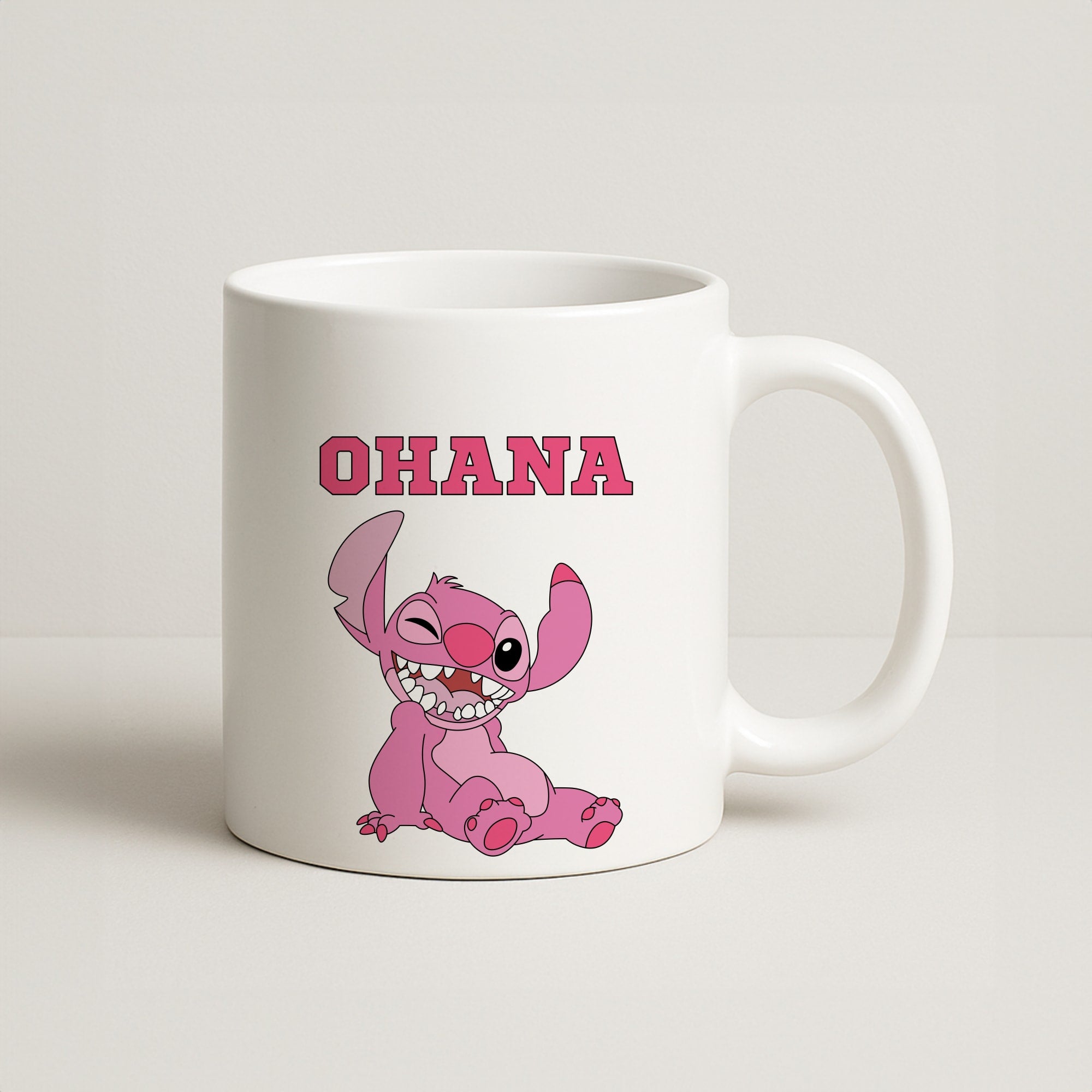 Pink Alien Ohana Coffee Mug