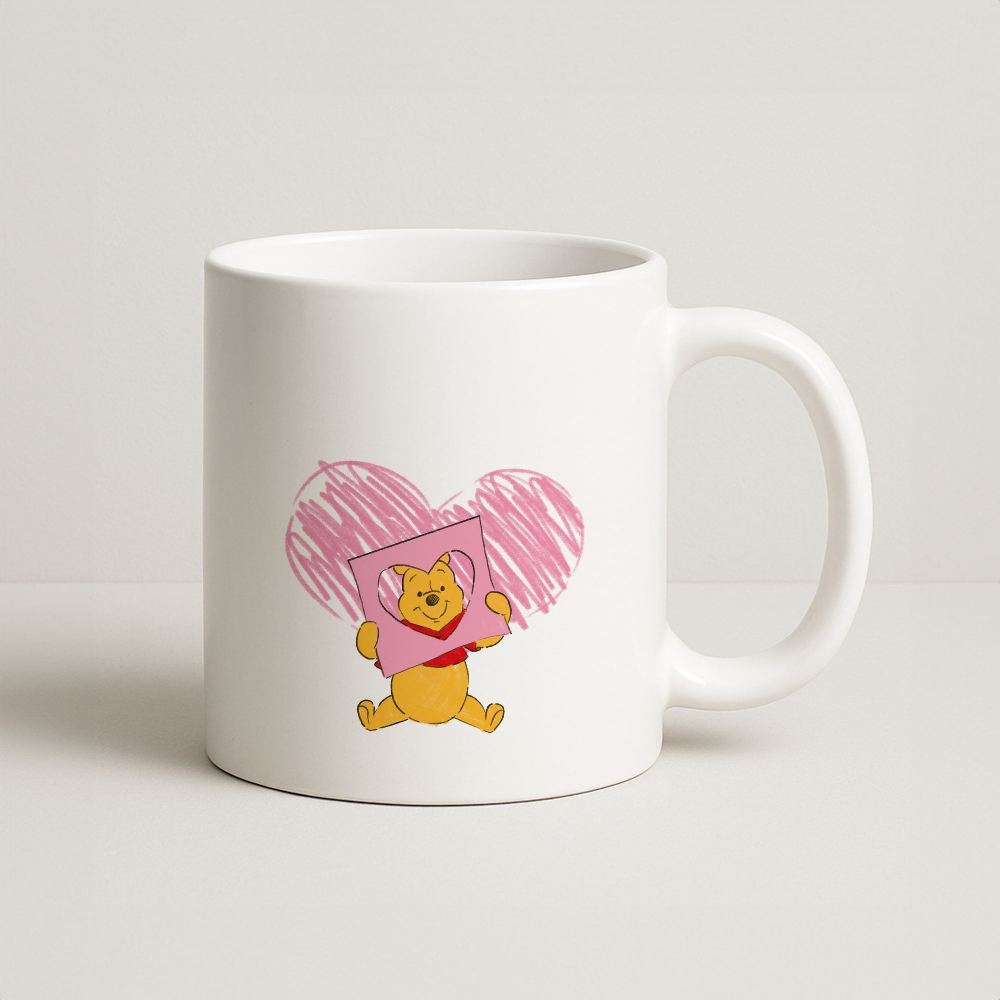 Pooh Heart Drawing Valentine's Coffee Mug
