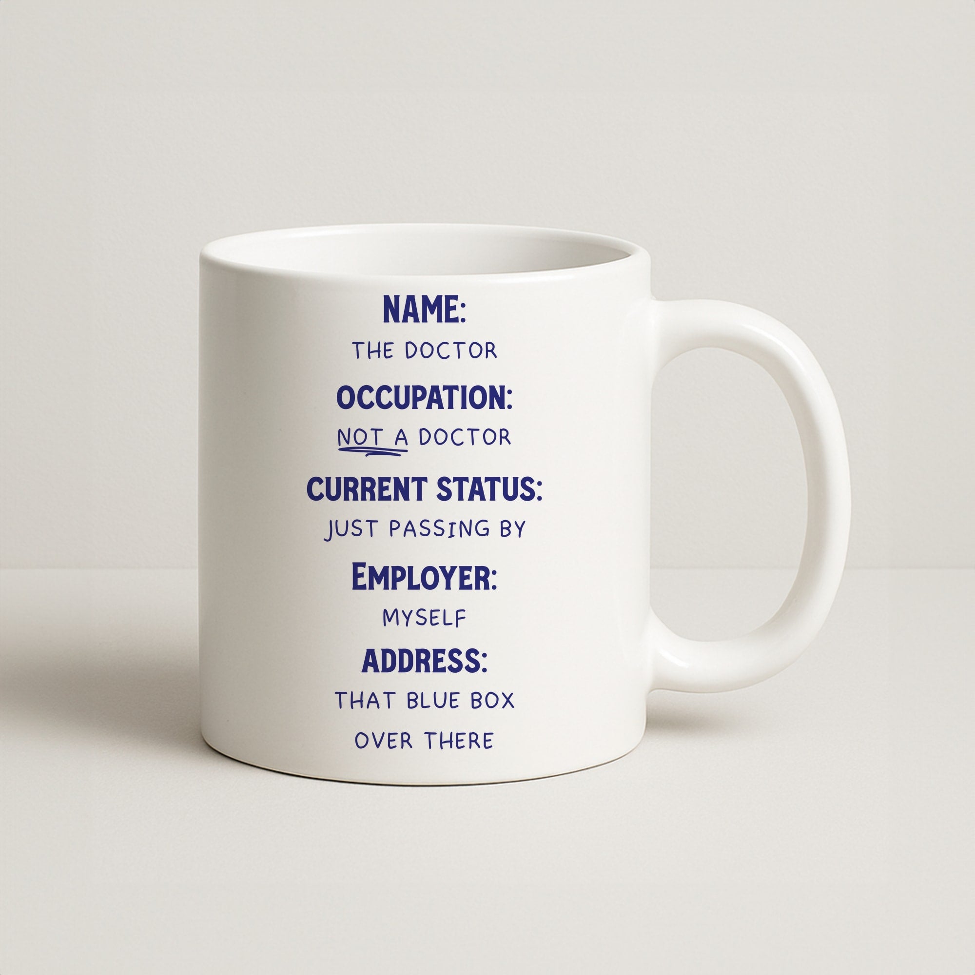 Name And Occupation - Doctor Who Coffee Mug