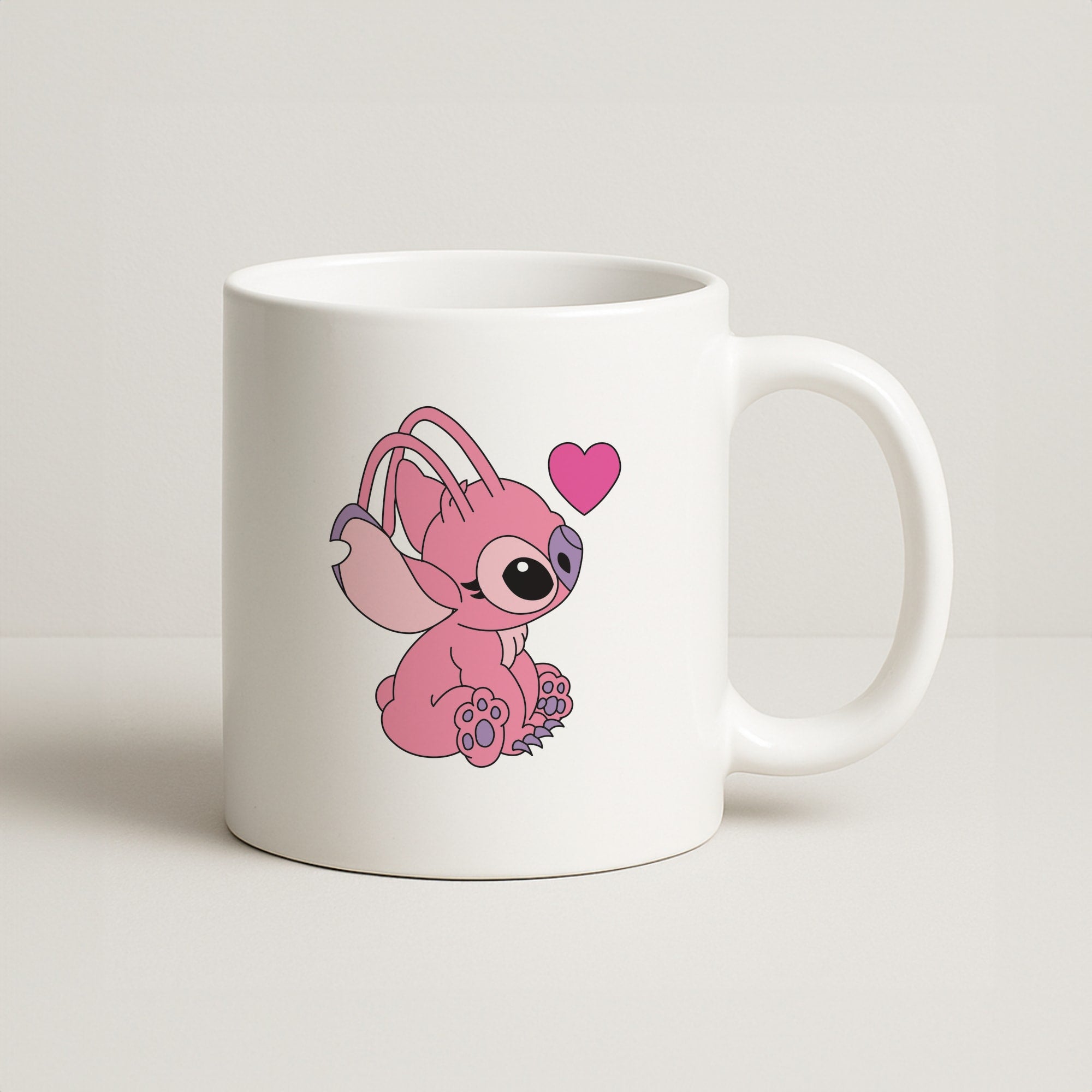 Love Heart Pattern - Pink Alien Coffee Mug