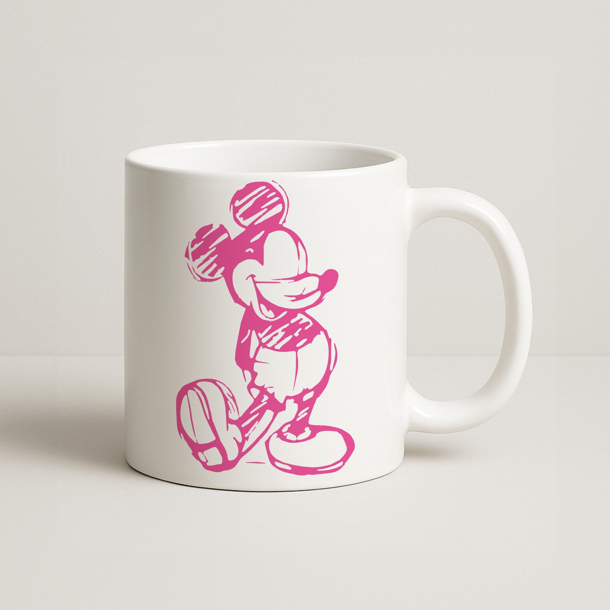 Sketched Mouse Outline Pink Coffee Mug