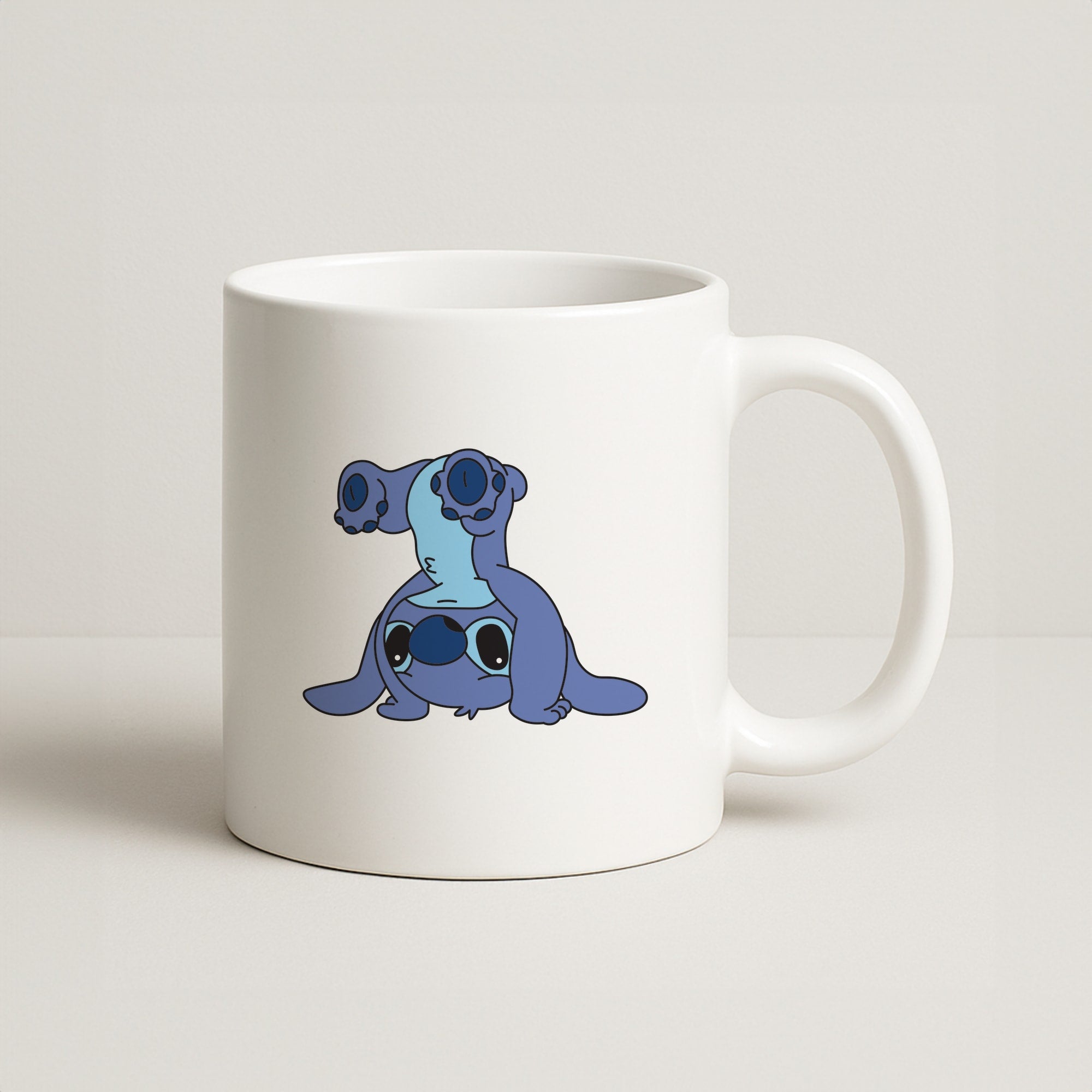 Cute Blue Alien Handstand Coffee Mug