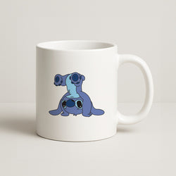 Cute Blue Alien Handstand Coffee Mug