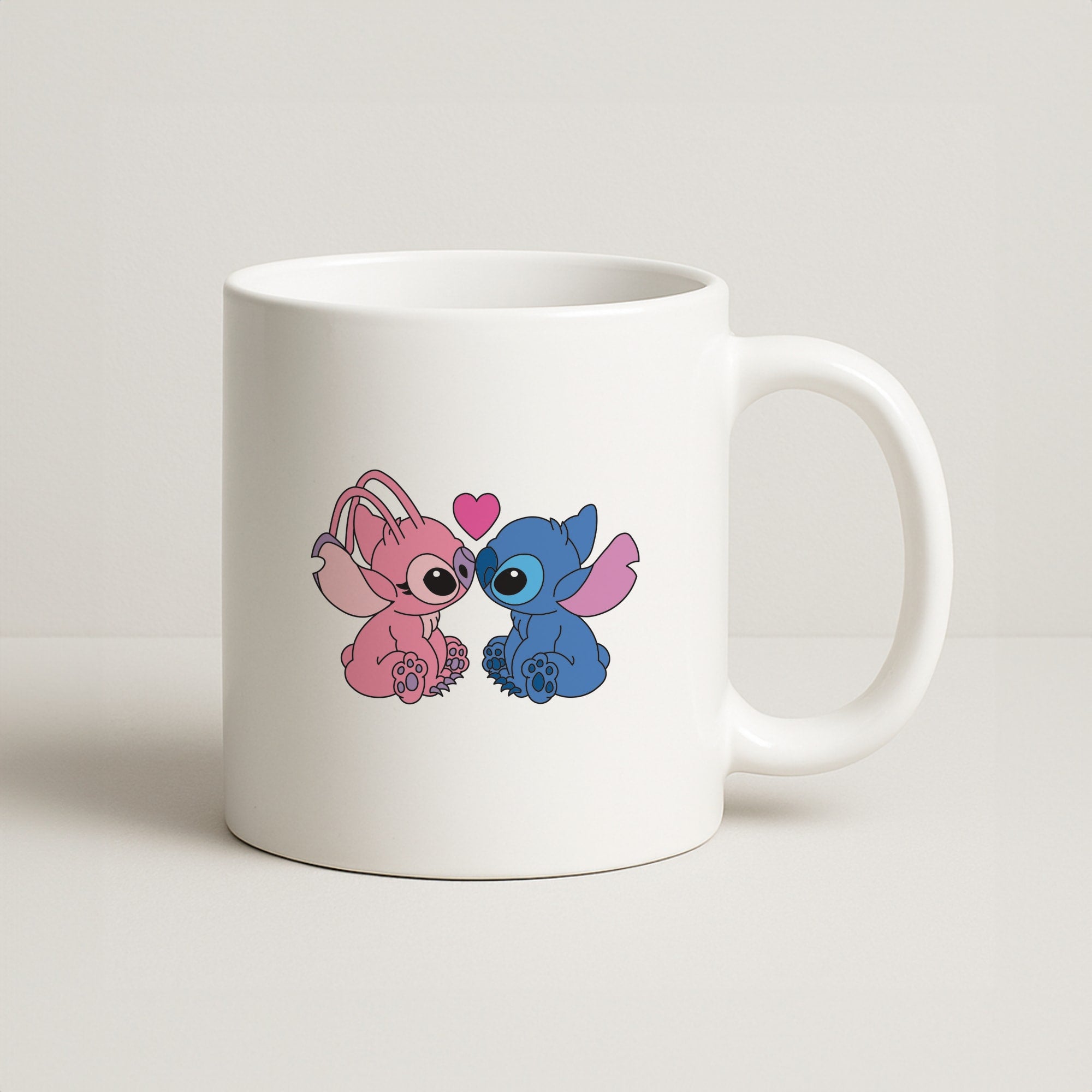 Angel And Blue Alien - Pink Alien Coffee Mug