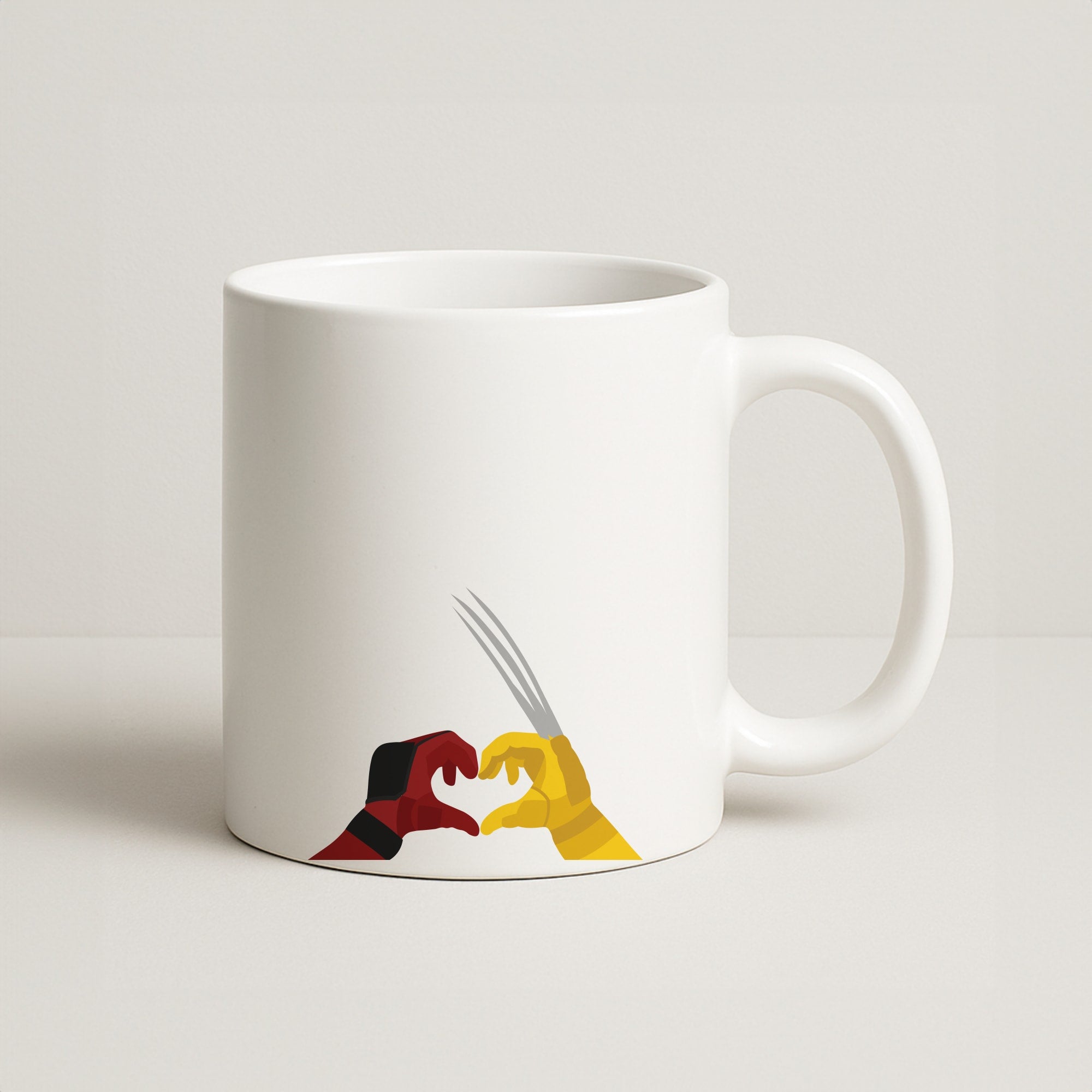 Red And Yellow Heroes Love Heart Coffee Mug