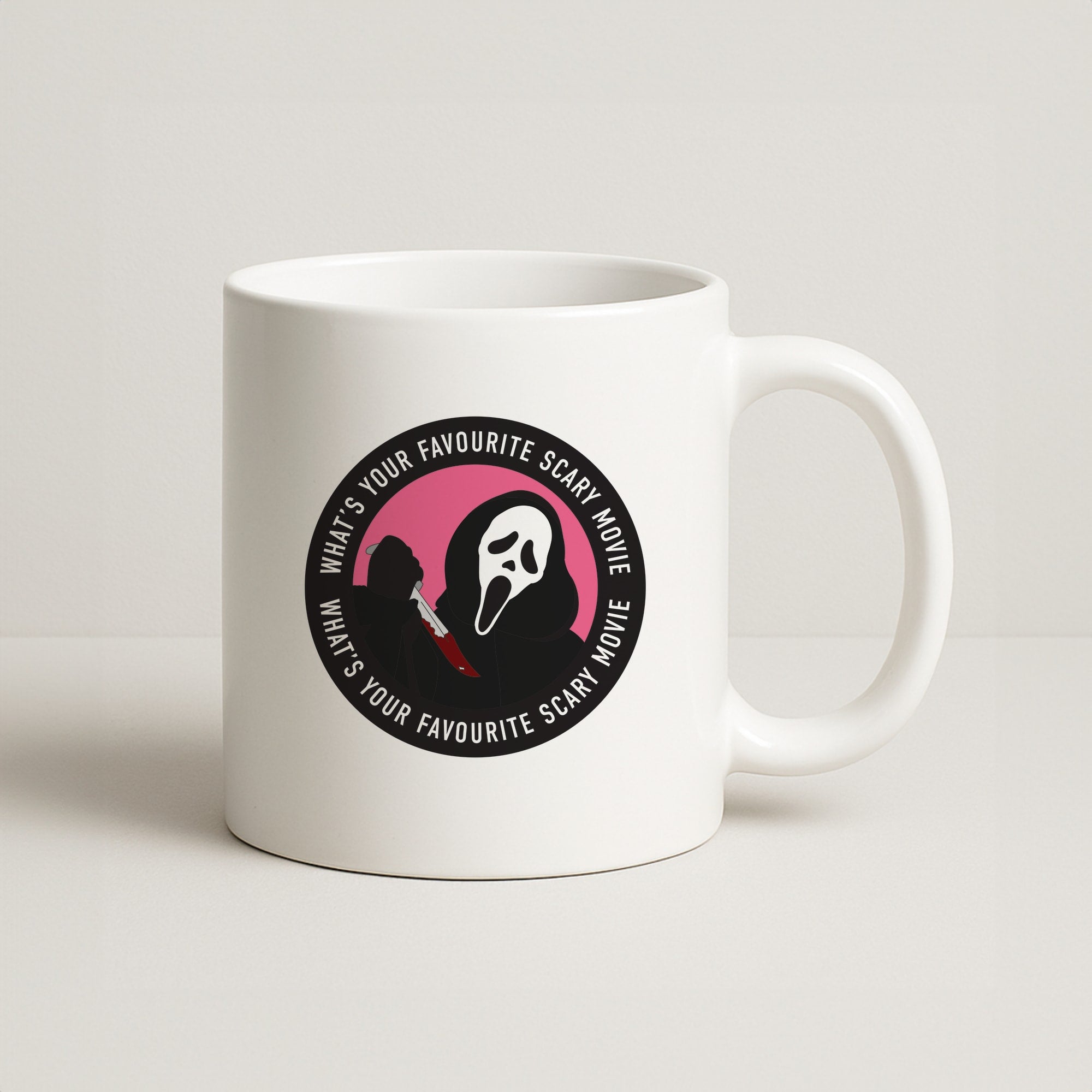 What's Your Favourite Scary Movie Badge Coffee Mug
