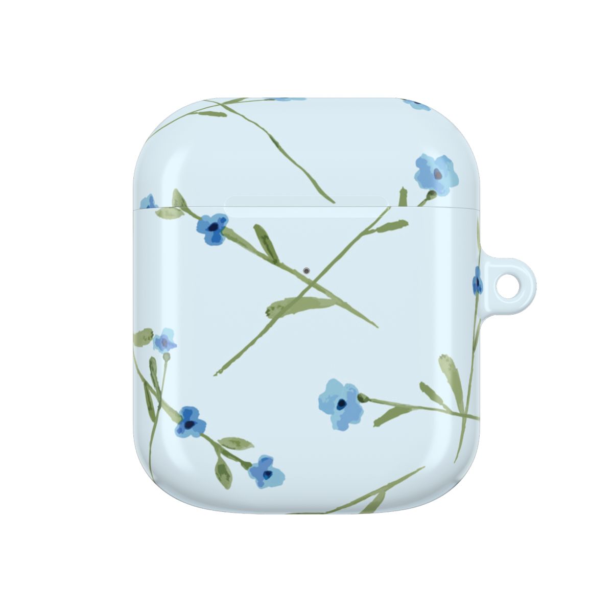 Baby Blue Floral Pattern AirPods Case