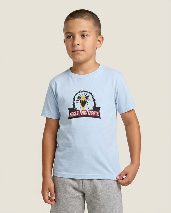 Eagle Fang Karate - C Kai Kids T-Shirt — Blue Front, worn
