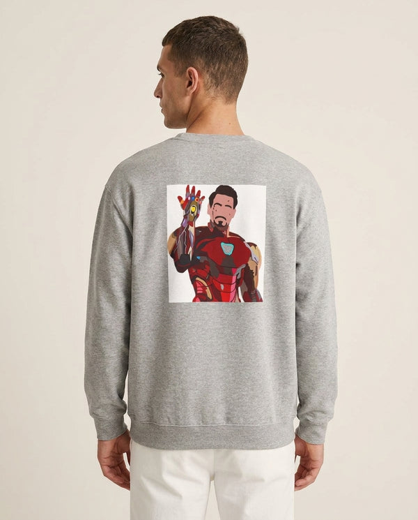 Iron Man Sweatshirt — Grey Back, worn