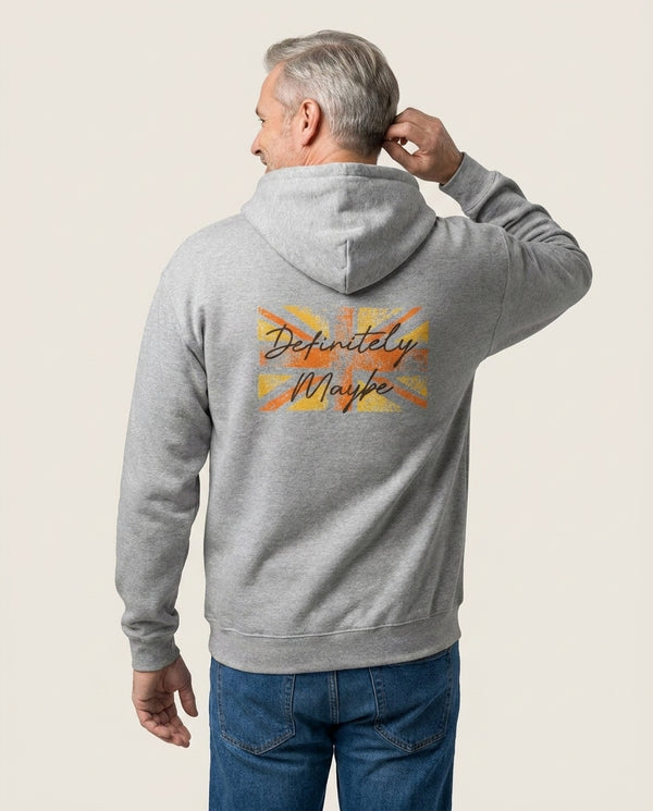 Definitely Maybe Hoodie — Grey Back, worn