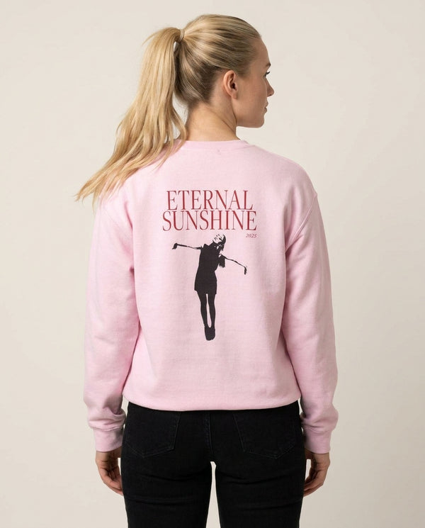 Red Sunshine 2025 Sweatshirt — Pink Back, worn