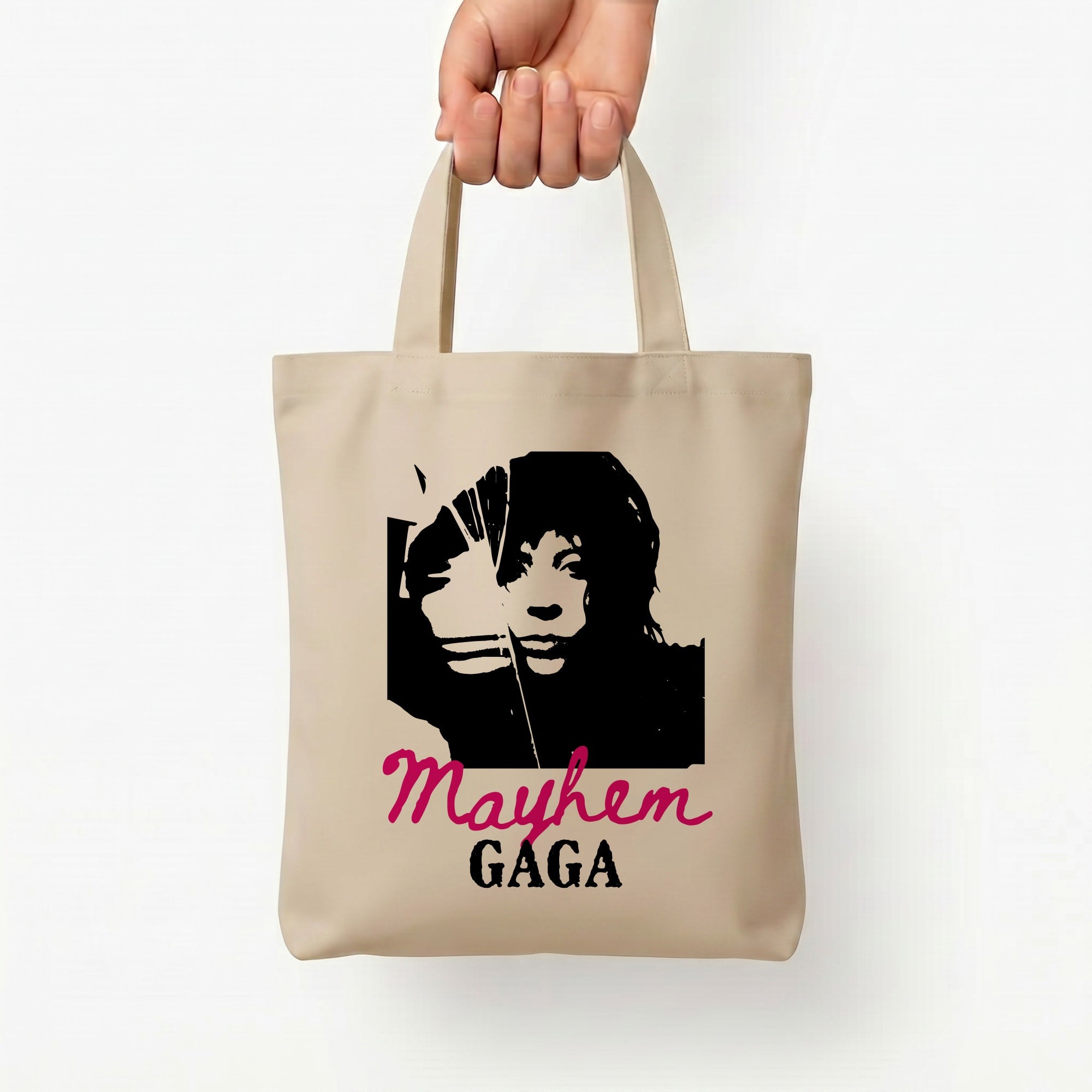 Pink Mayhem Gaga Tote Bag — Natural / Small